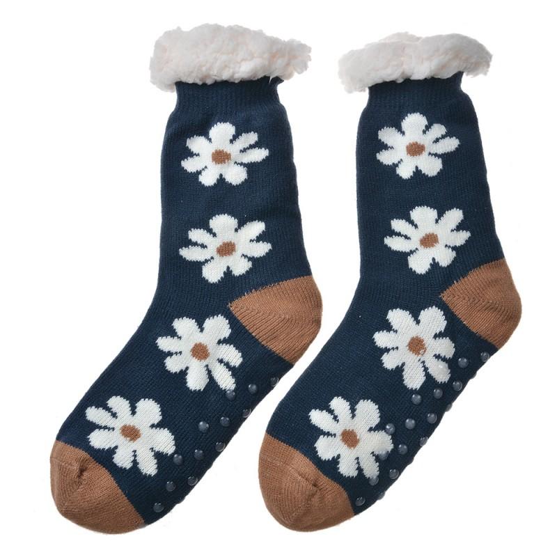 clayre & eef JZSK0024 Huissokken one size Blauw Synthetisch Bloemen