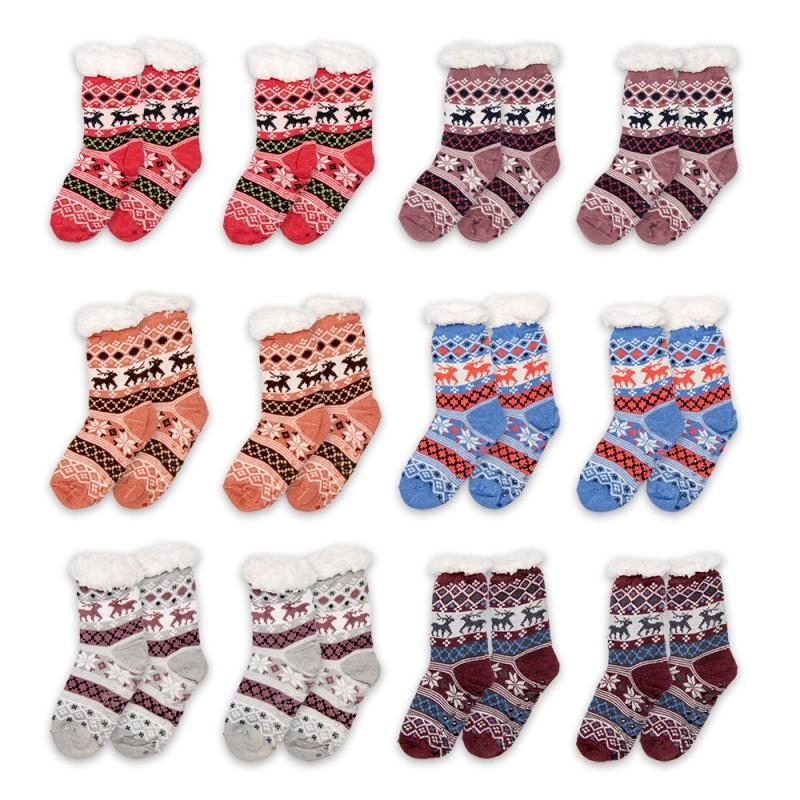 clayre & eef JZSKSET0004 Kerstsokken set van 12 one size Meerkleurig Synthetisch Hert