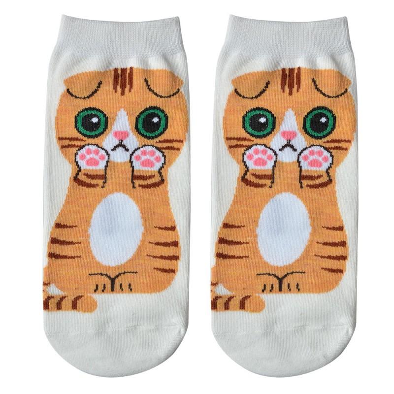 clayre & eef JZSSK0010 Grappige Sokken one size Wit Polyester Kat