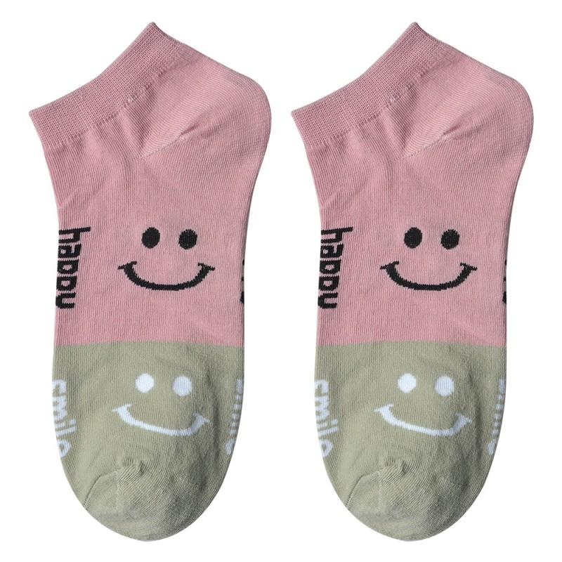 clayre & eef JZSSK0020 Grappige Sokken one size Roze Polyester smile