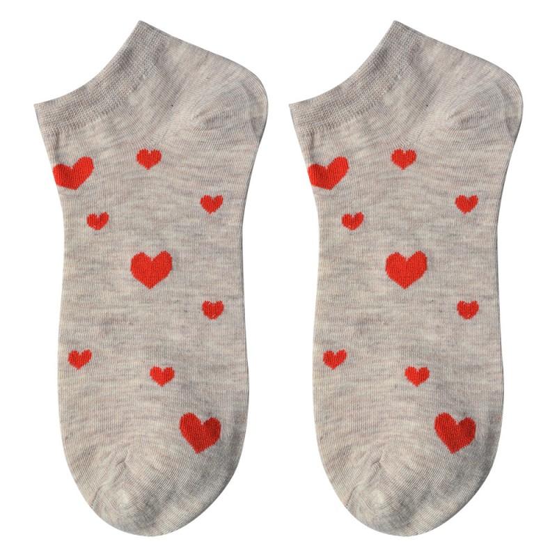 clayre & eef JZSSK0026 Grappige Sokken one size Beige Polyester Hartjes