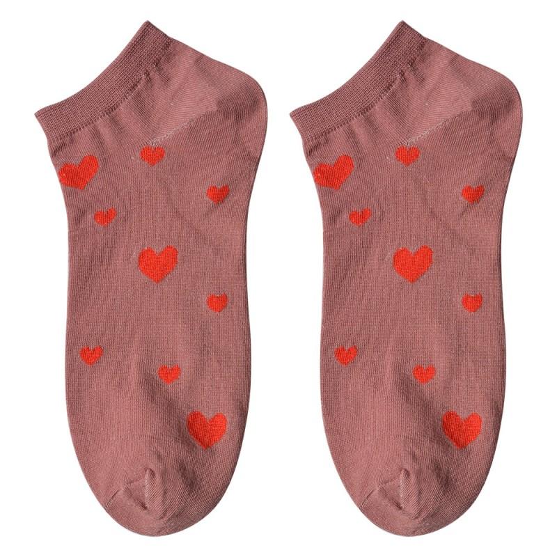 clayre & eef JZSSK0028 Grappige Sokken one size Roze Polyester Hartjes