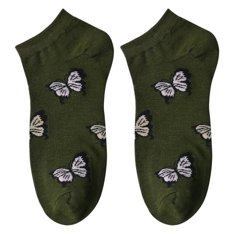 clayre & eef JZSSK0032 Grappige Sokken one size Groen Polyester Vlinders