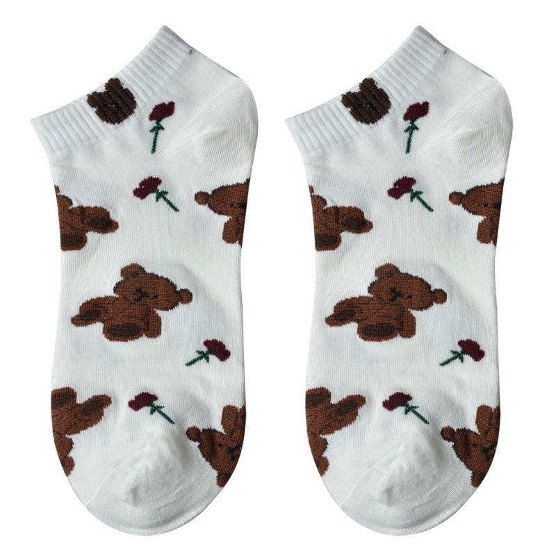 clayre & eef JZSSK0034 Grappige Sokken one size Wit Polyester Beer