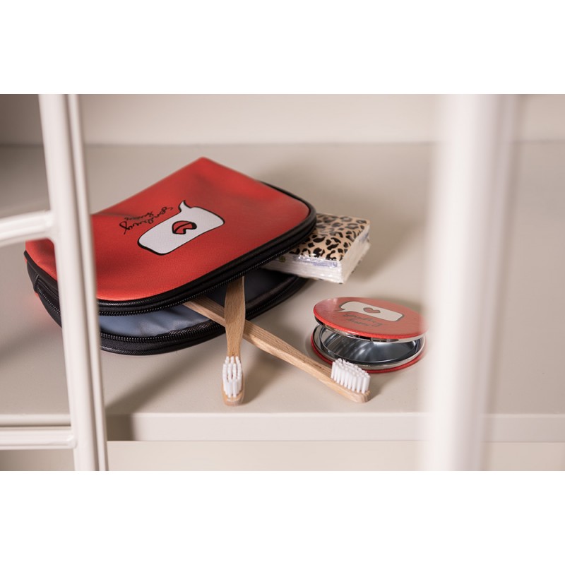 Clayre & Eef JZTB0005L Toilettas Dames 19x5x12 Cm Rood Polyester Rechthoek