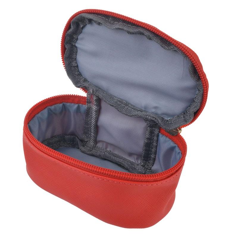 Clayre & Eef JZTB0007 Toilettas Dames 12x8x6 Cm Rood Polyester Ovaal