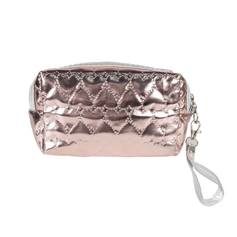 Clayre & Eef JZTB0066 Toilettas Dames 18x7x10 Cm Roze Synthetisch Katten Make-Up Tasje