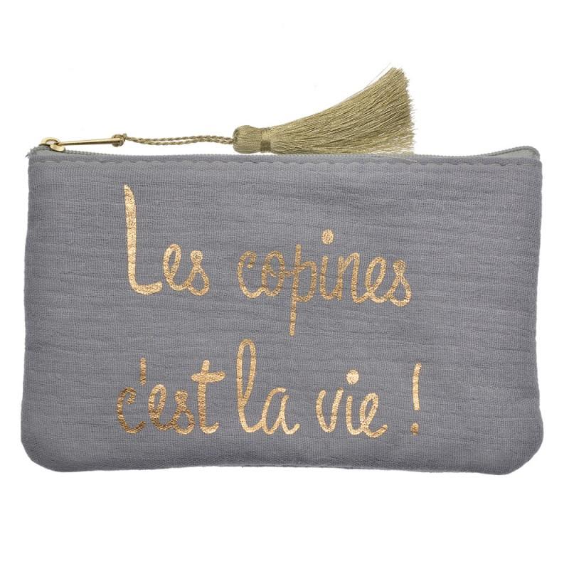 Clayre & Eef JZTB0081BL Toilettas Dames 17x11 Cm Blauw Synthetisch