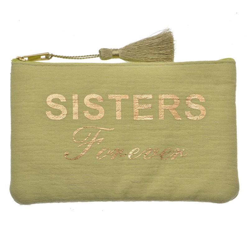 Clayre & Eef JZTB0081GR Toilettas Dames 17x11 Cm Groen Synthetisch