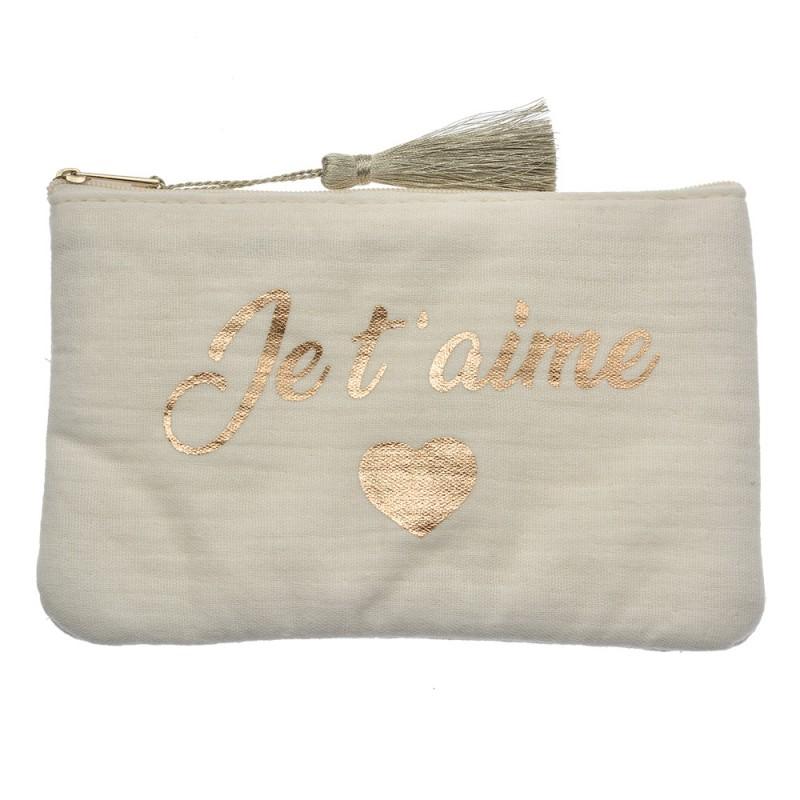 clayre & eef JZTB0081W Toilettas Dames 17x11 cm Wit Synthetisch