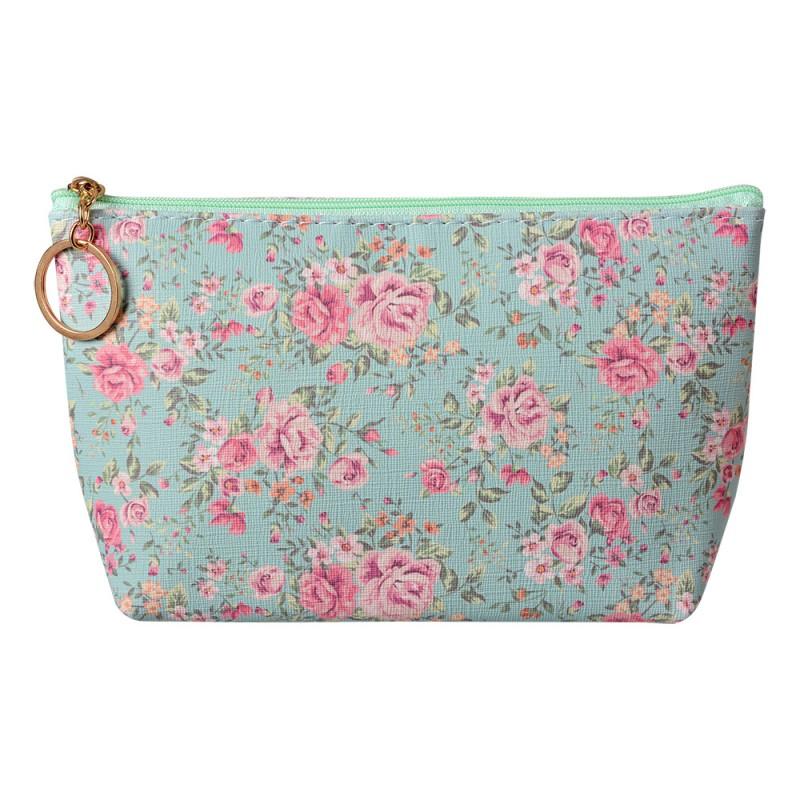 Clayre & Eef JZTB0084 Toilettas Dames 21x5x13 Cm Groen Synthetisch Bloemen