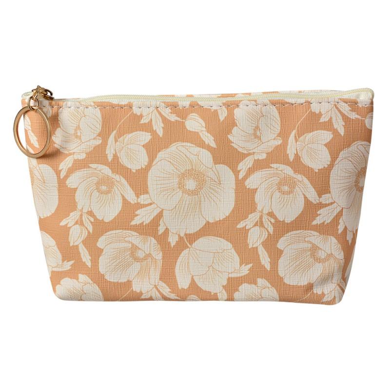 clayre & eef JZTB0085 Toilettas Dames 21x5x13 cm Beige Synthetisch Bloemen