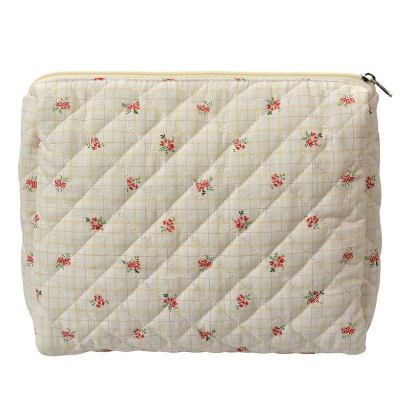 clayre & eef JZTB0088 Toilettas Dames 25x5x22 cm Beige Katoen Bloemen