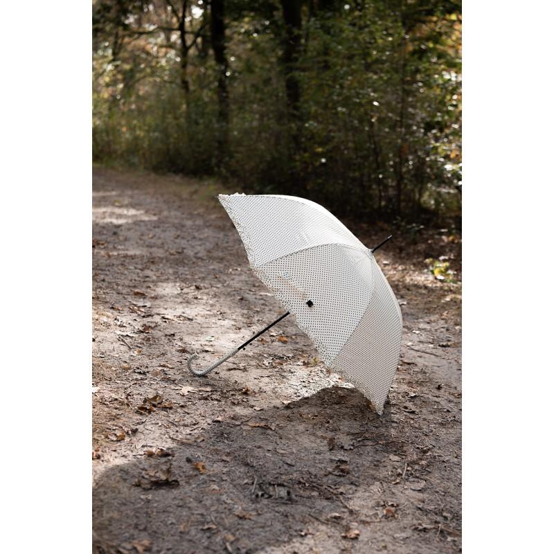 Clayre & Eef JZUM0030N Paraplu Volwassenen Ø 90 Cm Beige Polyester Stippen Regenscherm