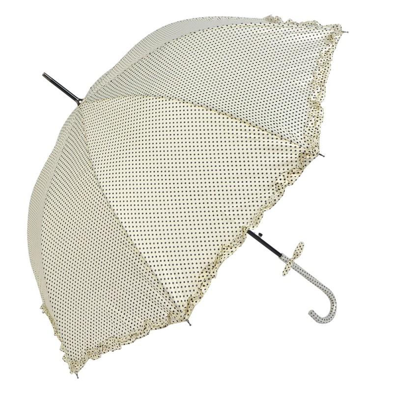 Clayre & Eef JZUM0030N Paraplu Volwassenen Ø 90 Cm Beige Polyester Stippen Regenscherm