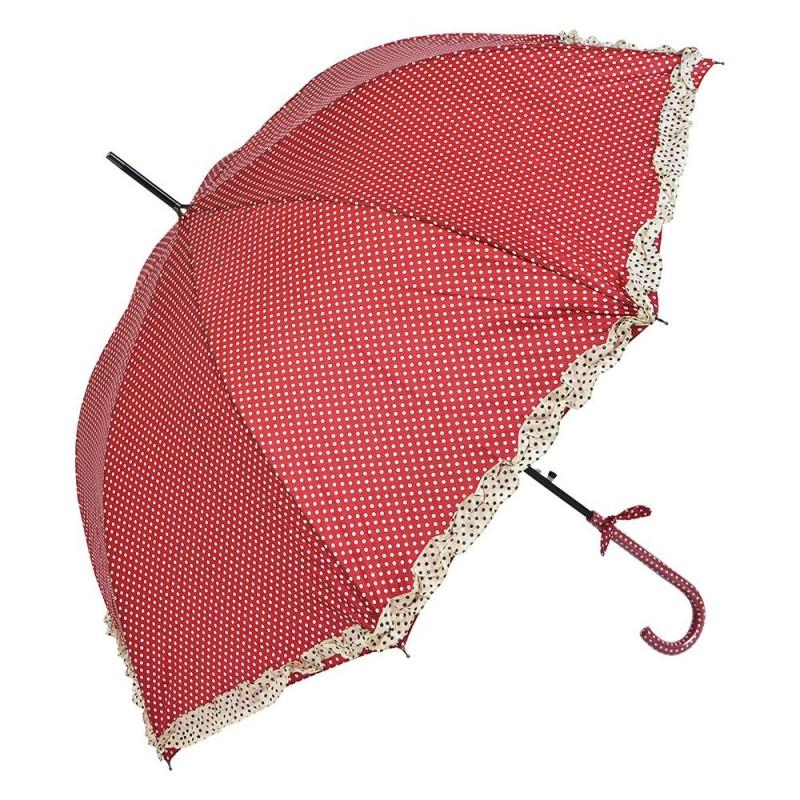 clayre & eef JZUM0030R Paraplu Volwassenen Ø 90 cm Rood Polyester Stippen Regenscherm