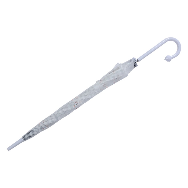 Clayre & Eef JZUM0055W Paraplu Volwassenen Ø 60 Cm Transparant Kunststof Katten Paraplu Doorzichtig
