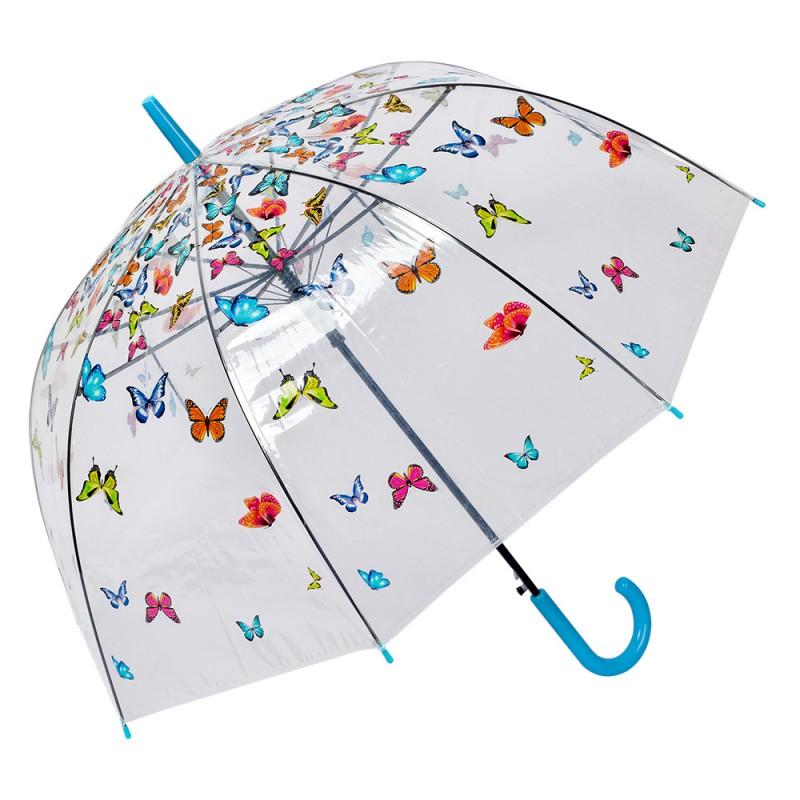 clayre & eef JZUM0093 Paraplu Volwassenen Ø 90 cm Transparant Kunststof Vlinders