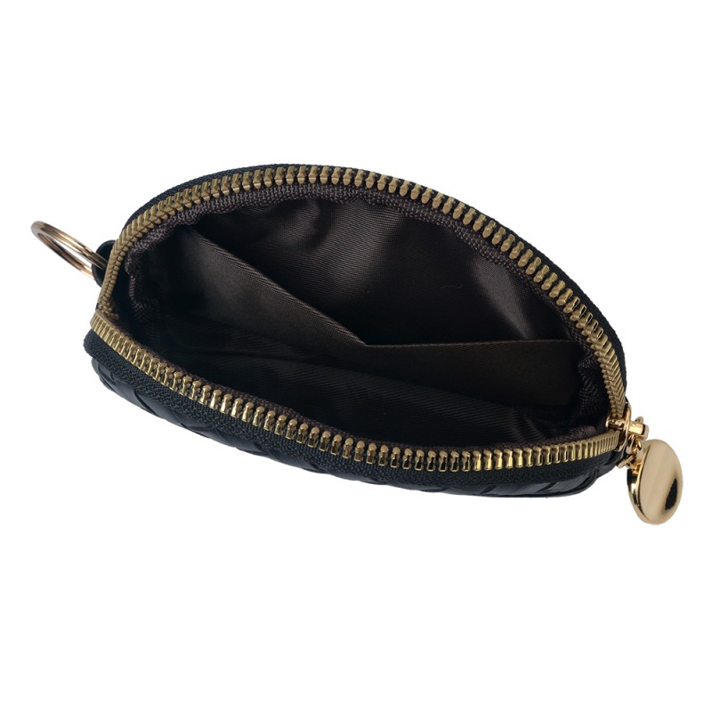 Clayre & Eef JZWA0124Z Portemonnee 13x9x2 Cm Zwart Kunstleer Halfrond