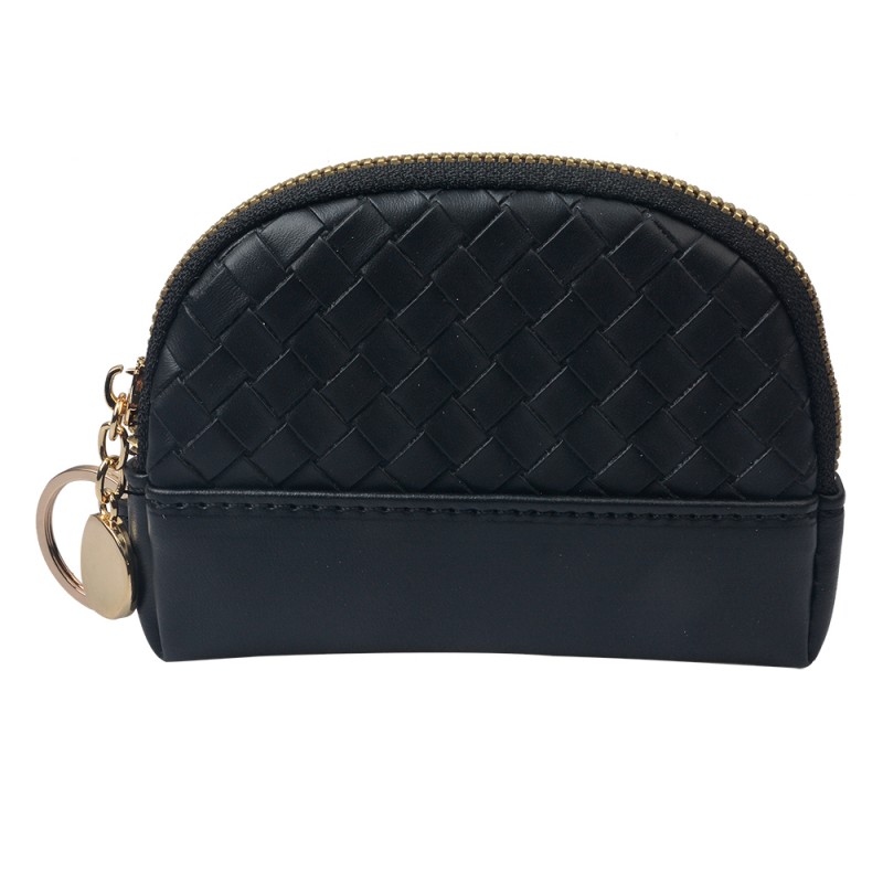 clayre & eef JZWA0124Z Portemonnee 13x9x2 cm Zwart Kunstleer Halfrond