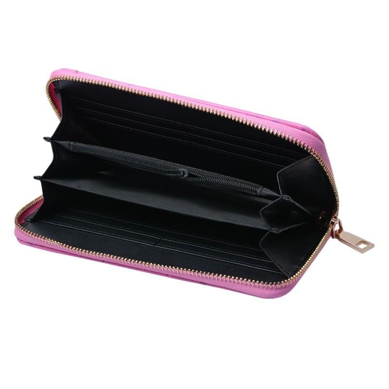 Clayre & Eef JZWA0127P Portemonnee 19x9 Cm Roze Polyurethaan Stippen