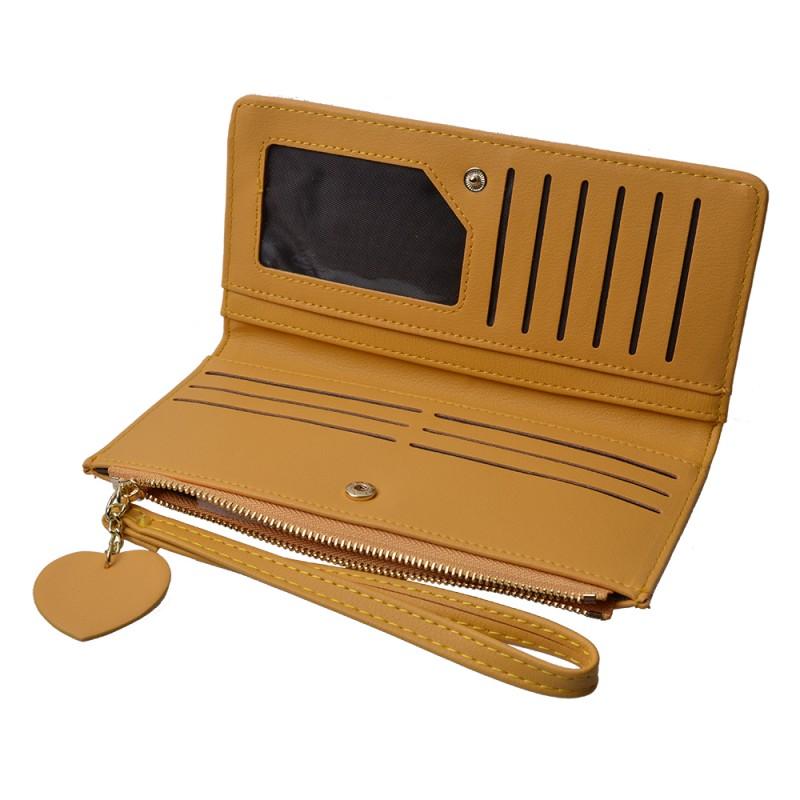 Clayre & Eef JZWA0133Y Portemonnee 19x11 Cm Geel Polyurethaan