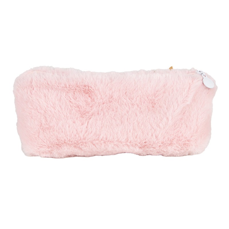 Clayre & Eef JZWA0204 Portemonnee 21x10 Cm Roze Synthetisch Ogen Make-Up Tasje