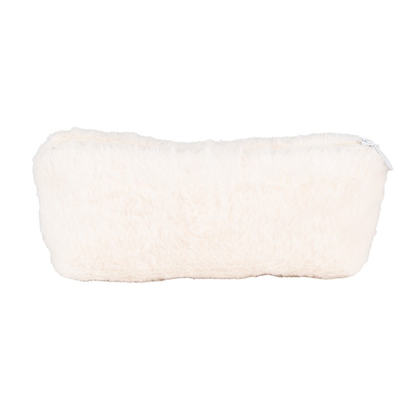 Clayre & Eef JZWA0206 Portemonnee 21x10 Cm Wit Synthetisch Ogen Make-Up Tasje