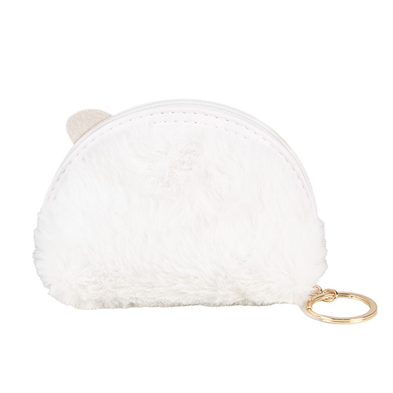 Clayre & Eef JZWA0209 Portemonnee 12x9 Cm Wit Synthetisch Kat Make-Up Tasje