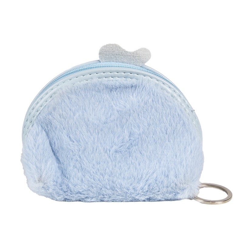 Clayre & Eef JZWA0211 Portemonnee 12x9 Cm Blauw Synthetisch Ogen Make-Up Tasje