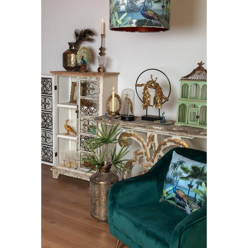 Clayre & Eef KG023.049 Sierkussen 45x45 Cm Blauw Synthetisch Pauw Vierkant Kussenhoes Met Kussenvulling