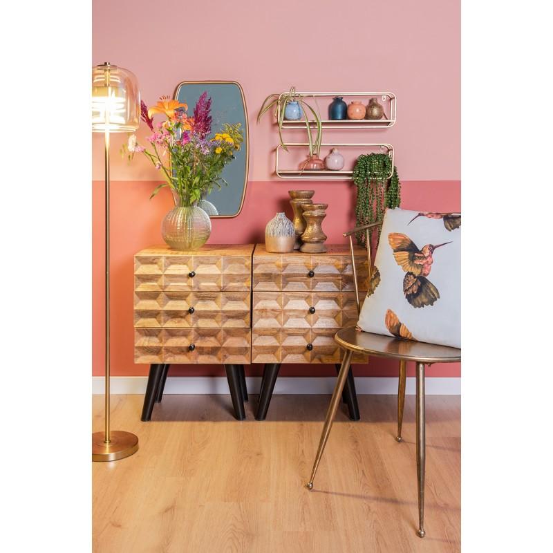 Clayre & Eef KG023.109 Sierkussen 45x45 Cm Wit Beige Synthetisch Vogels Vierkant Kussenhoes Met Kussenvulling