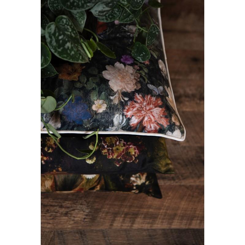 Clayre & Eef KG023.112 Sierkussen 45x45 Cm Groen Synthetisch Bloemen Vierkant Kussenhoes Met Kussenvulling