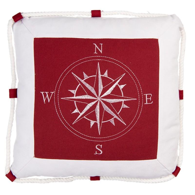 clayre & eef KG035.007 Sierkussen 40x40 cm Wit Rood Foam Kussenhoes met Kussenvulling