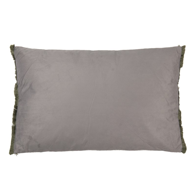 Clayre & Eef KG036.012 Sierkussen 60x40 Cm Groen Wit Polyester Bloemen Rechthoek Kussenhoes Met Kussenvulling