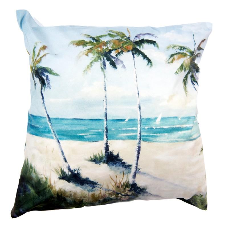 clayre & eef KT021.299 Kussenhoes 45x45 cm Blauw Groen Polyester Palmbomen Vierkant Sierkussenhoes