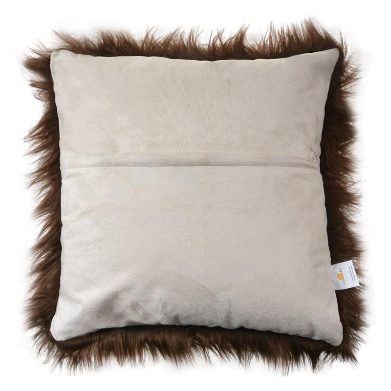 Clayre & Eef KT021.351 Kussenhoes 45x45 Cm Bruin Synthetisch Vierkant