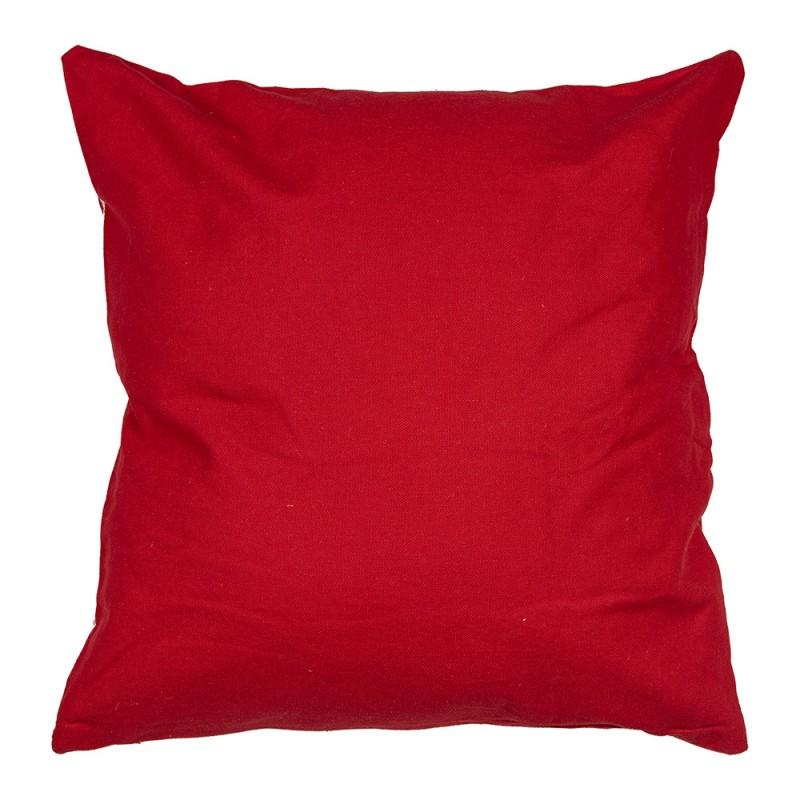 Clayre & Eef KT021.355 Kussenhoes 45x45 Cm Rood Wit Polyester Kerst Vierkant