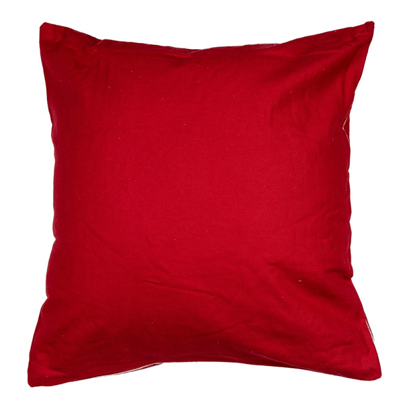 Clayre & Eef KT021.356 Kussenhoes 45x45 Cm Rood Wit Polyester Rendier Vierkant