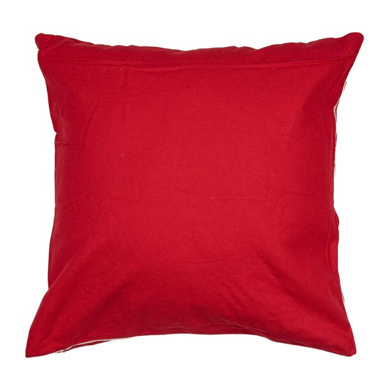 Clayre & Eef KT021.358 Kussenhoes 45x45 Cm Rood Wit Polyester Kerst Vierkant