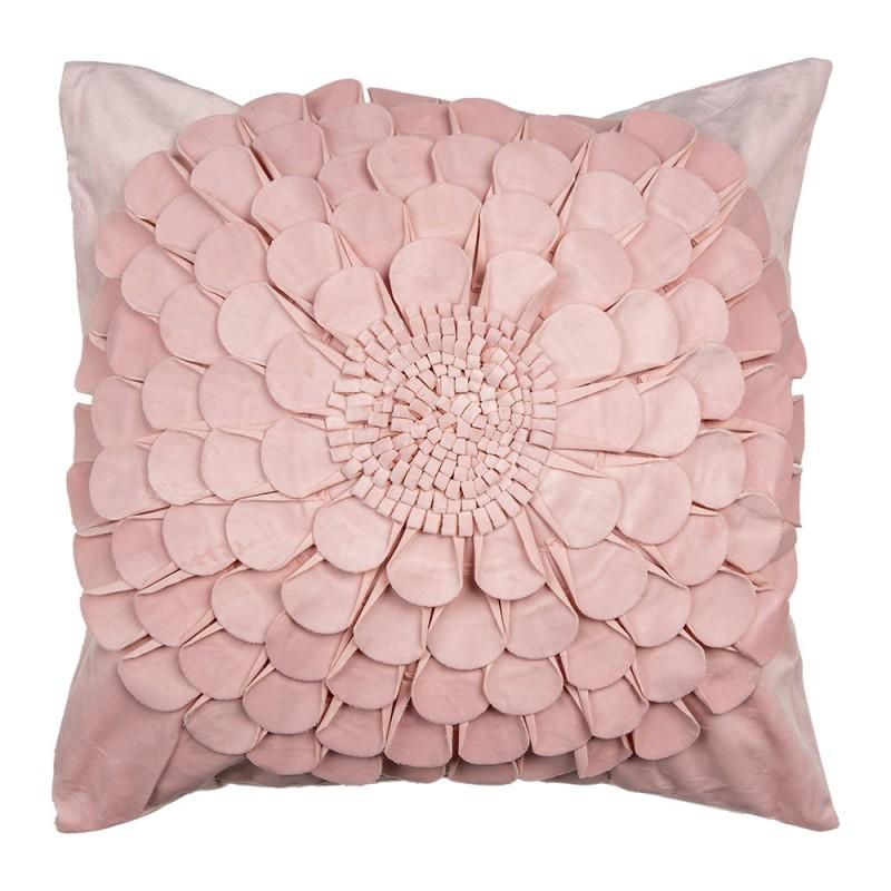 clayre & eef KT021.363 Kussenhoes 45x45 cm Roze Polyester Bloem Vierkant