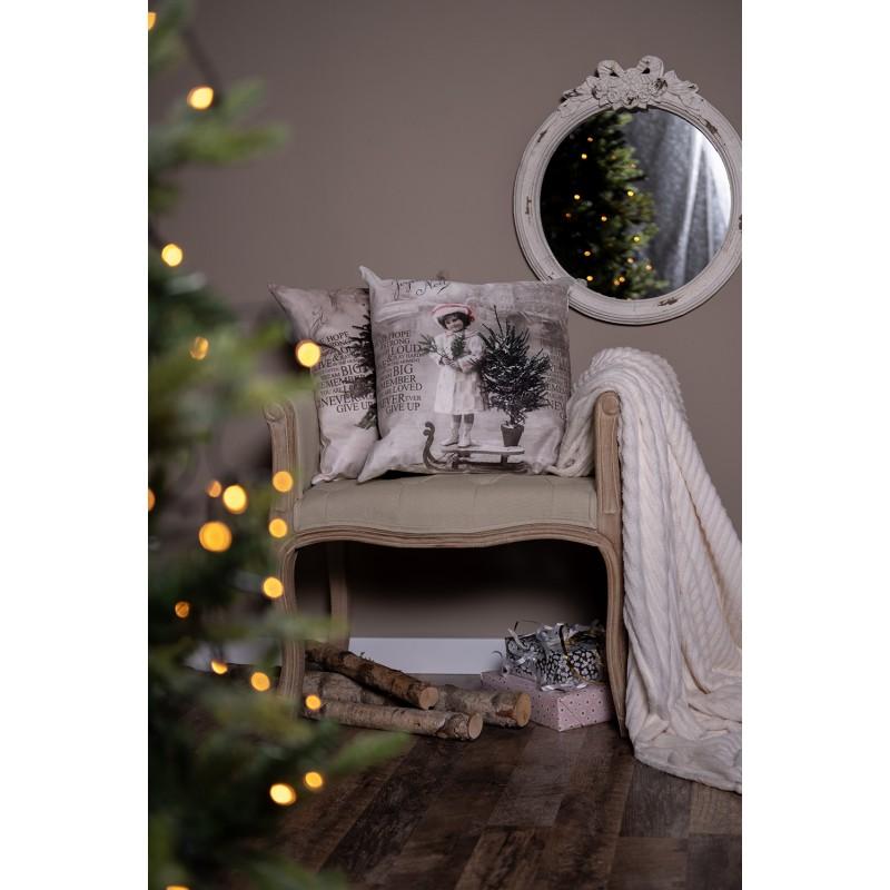 Clayre & Eef KT021.373 Kussenhoes 45x45 Cm Beige Polyester Winter Sierkussenhoes