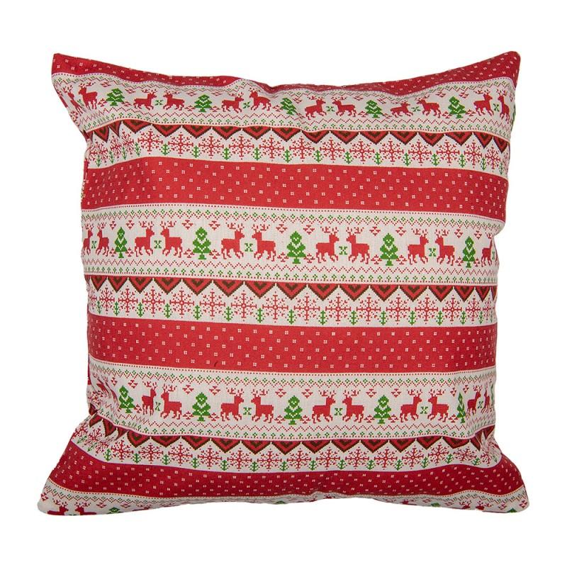 Clayre & Eef KT021.376 Kussenhoes 44x44 Cm Rood Polyester Vierkant