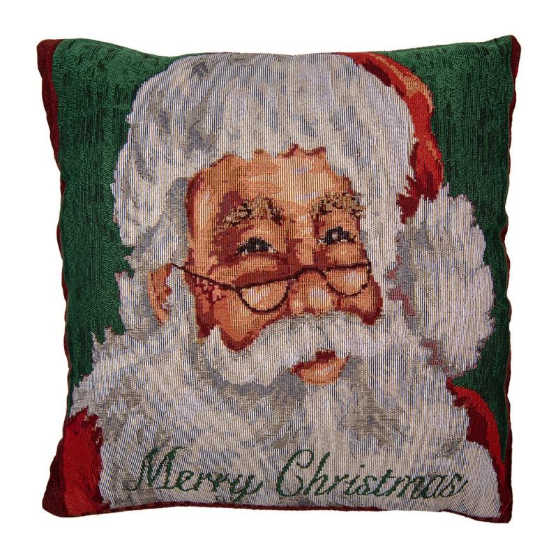 clayre & eef KT021.377 Kussenhoes 44x44 cm Rood Polyester Kerstman Vierkant