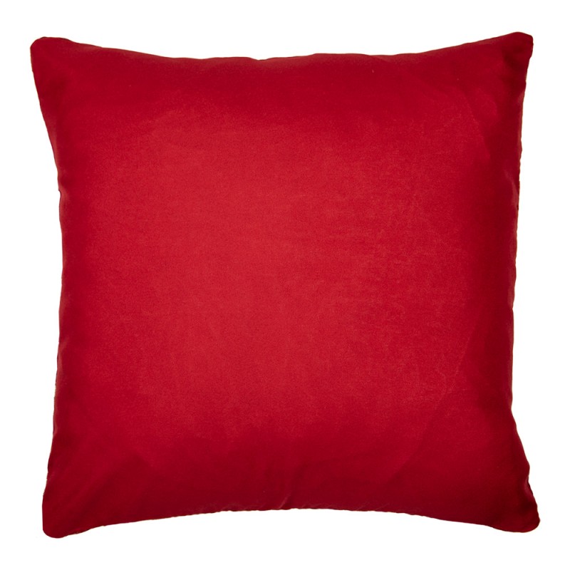 Clayre & Eef KT021.382 Kussenhoes 44x44 Cm Rood Polyester Kerstman Vierkant