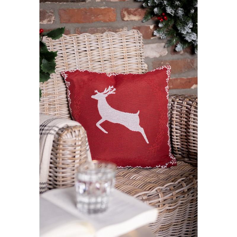Clayre & Eef KT021.383 Kussenhoes 44x44 Cm Rood Polyester Hert Vierkant