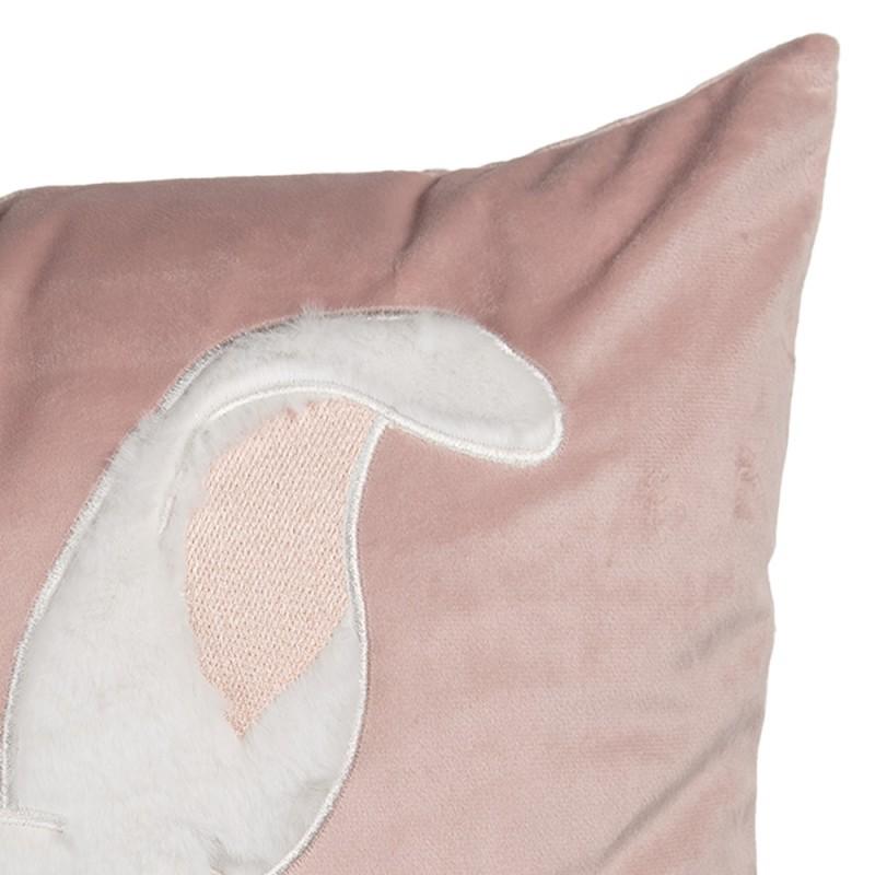 Clayre & Eef KT021.399 Kussenhoes 45x45 Cm Roze Polyester Konijn