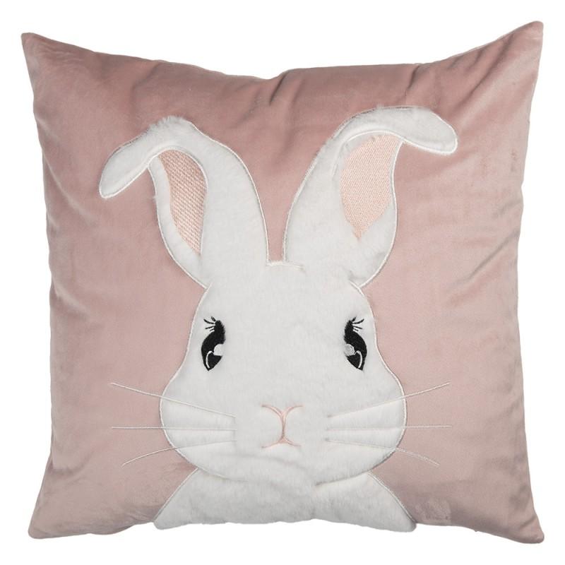 clayre & eef KT021.399 Kussenhoes 45x45 cm Roze Polyester Konijn