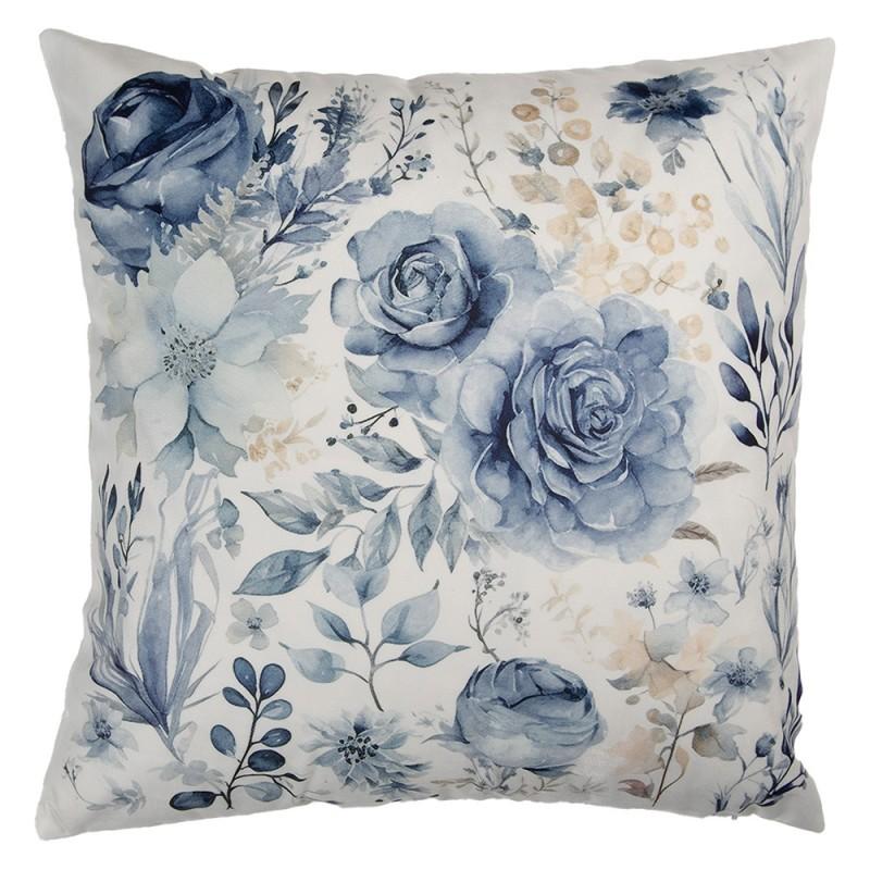 clayre & eef KT021.400 Kussenhoes 45x45 cm Wit Polyester Bloemen