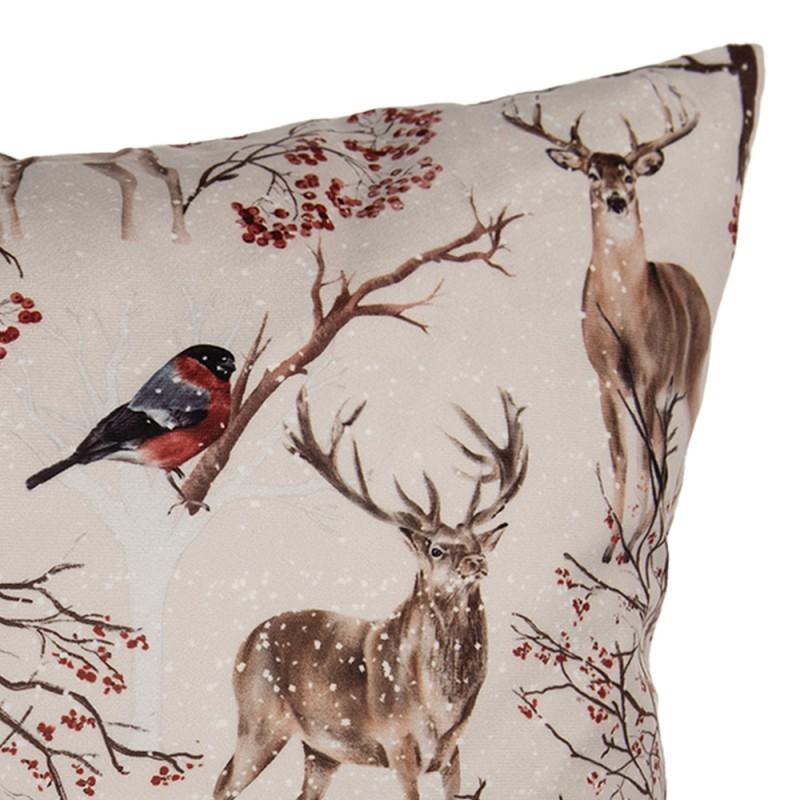 Clayre & Eef KT021.402 Kussenhoes 45x45 Cm Beige Polyester Hert